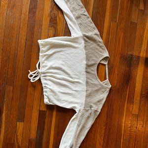 Hollister Cream and Brown Keyhole Sweater